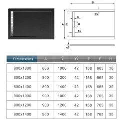 Douchebakken & Accessoires|Brico Aica Douchebakken 100X90Cm Zwart Steeneffect L9010