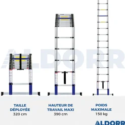 Telescopische Ladders|Brico Aldorr Home - Telescoopladder 3,20M - Met Stabilisatievoet En Soft Closing