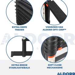 Telescopische Ladders|Brico Aldorr Professional - Telescoopladder 3,80M - Telescopische Stabilisatie Balk - Optigrip™