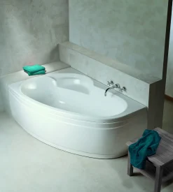 Baden|Brico Allibert Asymmetrisch Bad Zeli Rechts 175X110X53-55Cm Wit