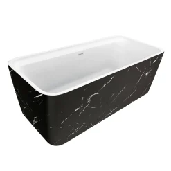Baden|Brico Allibert Bad Kolora 170X78Cm Zwart Mat Marmer Patroon