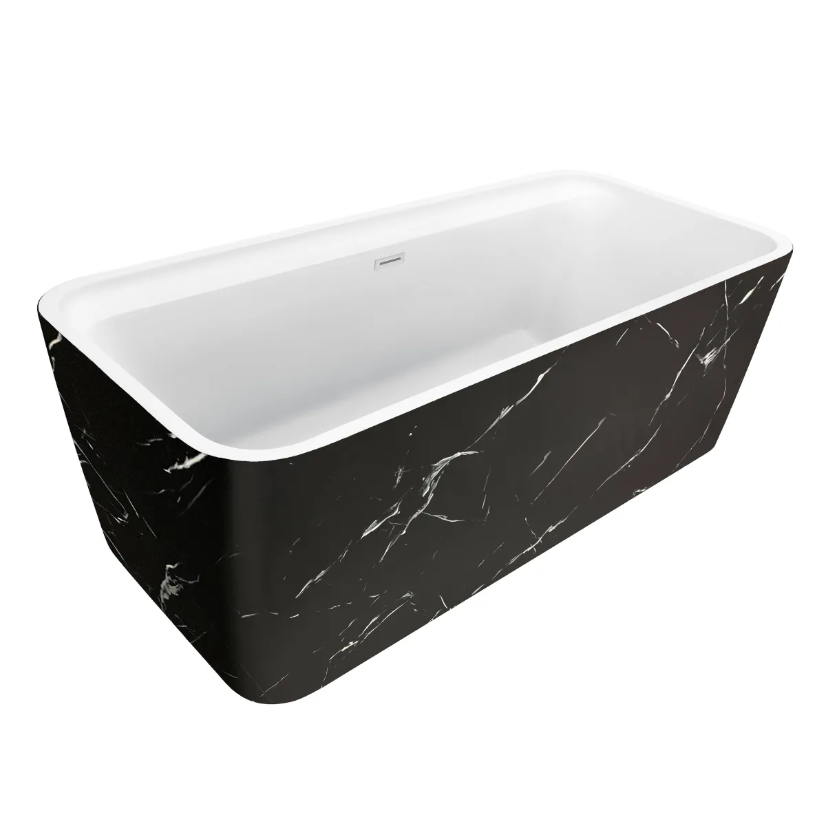 Baden|Brico Allibert Bad Kolora 170X78Cm Zwart Mat Marmer Patroon