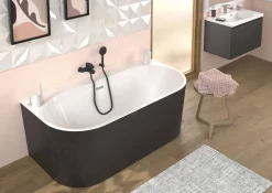 Baden|Brico Allibert Bad Ondina 170X87X56Cm Zwart Mat