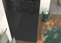 Douchebakken & Accessoires|Brico Allibert Douchebak Luna 180X90Cm Rechthoek Mat Zwart