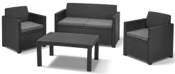 Brico Allibert Merano Balkon Loungeset Grafiet Wicker 3-Delig- Loungesets