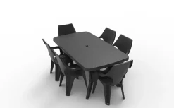 Brico Allibert Tuintafel Baltimore Kunsthars Grafiet 177X100Cm- Tuintafels