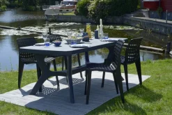 Brico Allibert Tuintafel Baltimore Kunsthars Grafiet 177X100Cm- Tuintafels