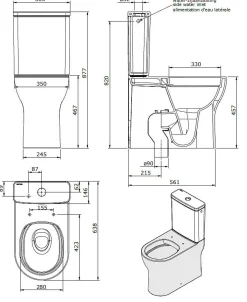 Duoblok Toiletten|Brico Aquavive Duoblok Toilet| Universele Afvoer| Randloos | Verhoogd +7Cm | Wit