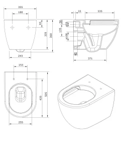Wandclosetten|Brico Aquavive Hangtoilet Mazaro Mat Zwart | Soft-Close Toiletzitting | Randloos Toiletpot