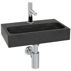 Toiletfonteinen|Brico Aquazuro Fonteinset Enza Natuursteen Zwart 38Cm