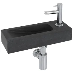 Toiletfonteinen|Brico Aquazuro Fonteinset Platani Natuursteen Zwart 38Cm