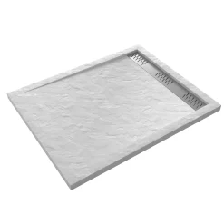 Douchebakken & Accessoires|Brico Aurlane Douchebak Pedra 100X80Cm Wit Steeneffect