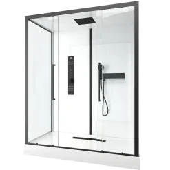 Douchecabines|Brico Aurlane Douchecabine Indus2 Xxl 85X160X215Cm Rechthoekig Zwart/Wit