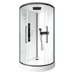 Douchecabines|Brico Aurlane Douchecabine Indus2 1/4R 90X90X215Cm Kwartrond Zwart/Wit