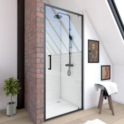 Douchedeuren|Brico Aurlane Douchedeur Factory Draaibaar 90X200Cm Zwart