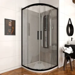 Douchedeuren|Brico Aurlane Douchedeur Factory Rond 90X90X200Cm Zwart
