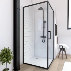 Douchedeuren|Brico Aurlane Douchewand Factory 90X200Cm Zwart