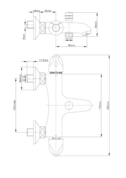 Badkranen|Brico Baseline Thermostatische Badmengkraan Chroom 15Cm