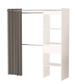 Meubelen|Brico Belfurn Uitschuifbare Dressingkast Chicago Met Gordijn Wit