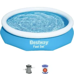 Brico Bestway Opblaaszwembad Fast Set Rond Met Filterpomp O305X66Cm- Opblaaszwembaden