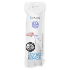 Vuilnisbakken|Brico Brabantia Perfectfit Afvalzak Met Trekbandsluiting Code D 15-20L 20 Stuks/Rol Recycled