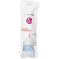 Vuilnisbakken|Brico Brabantia Perfectfit Afvalzak Met Trekbandsluiting Code C 10-12L 20 Stuks/Rol Recycled