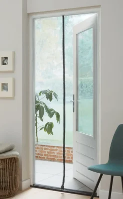 Brico Cando Hordeur Standaard - Magneethor - Wit Profiel - Zwart Gaas - 95X235Cm- Vliegendeuren