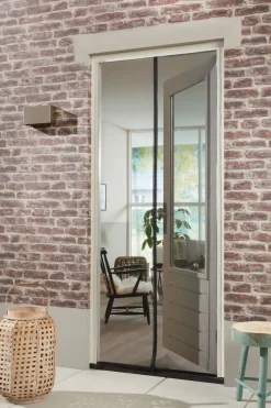 Brico Cando Hordeur Standaard - Magneethor - Wit Profiel - Zwart Gaas - 95X235Cm- Vliegendeuren