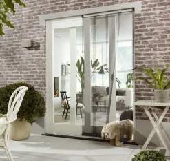 Brico Cando Horgordijn Comfort Schuifpui - Grijs Profiel - Grijs Gaas - 120X260Cm- Vliegendeuren