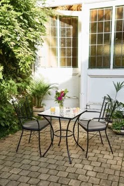 Brico Central Park Bistrotafel Atri Zwart/Wit 60X60Cm- Tuintafels