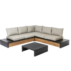 Brico Central Park Hoekbank Loungeset Cassis Zwart Hout- Loungesets