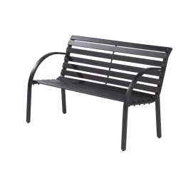 Brico Central Park Tuinbank City Staal/Fsc Eucalyptushout Zwart 122X81,5Cm- Tuinbanken