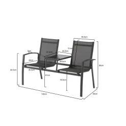 Brico Central Park Tuinbank Nicola 2-Zits Aluminium Antraciet- Tuinbanken