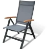 Brico Central Park Tuinstoel Analee Verstelbaar Aluminium/Textileen Grijs- Tuinstoelen