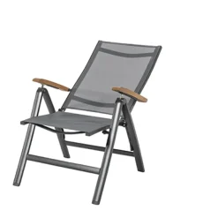 Brico Central Park Tuinstoel Analee Verstelbaar Aluminium/Textileen Grijs- Tuinstoelen