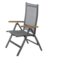 Brico Central Park Tuinstoel Analee Verstelbaar Aluminium/Textileen Grijs- Tuinstoelen