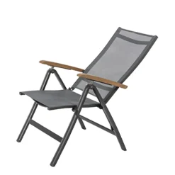Brico Central Park Tuinstoel Analee Verstelbaar Aluminium/Textileen Grijs- Tuinstoelen