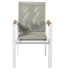 Brico Central Park Tuinstoel Bonifacio Stapelbaar Aluminium/Textileen Taupe- Tuinstoelen