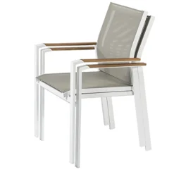 Brico Central Park Tuinstoel Bonifacio Stapelbaar Aluminium/Textileen Taupe- Tuinstoelen