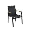 Brico Central Park Tuinstoel Limoux Stapelbaar Textileen/Teakhout Antraciet- Tuinstoelen