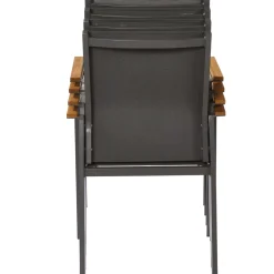 Brico Central Park Tuinstoel Limoux Stapelbaar Antraciet Textileen/Teakhout- Tuinstoelen