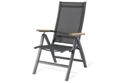 Brico Central Park Tuinstoel Limoux Inklapbaar Aluminium/Textileen/Teakhout- Tuinstoelen