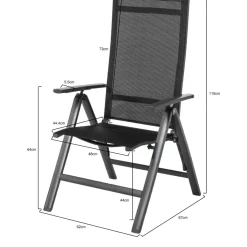 Brico Central Park Tuinstoel Verstelbaar Guillermo Antraciet- Tuinstoelen