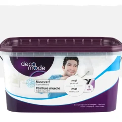 Brico Decomode Muurverf Superdekkend Mat Puur Wit 5L- Muurverf