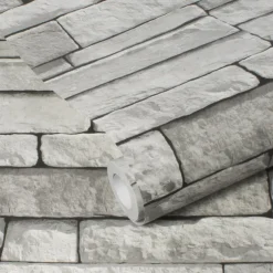 Brico Decomode Vliesbehang Stones Lichtgrijs- Vliesbehang