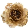 Kerstballen|Brico Decoris Bloem Op Clip Goud 14 Cm