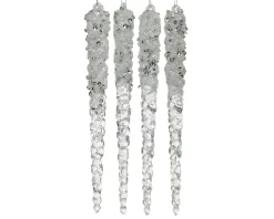 Kerstballen|Brico Decoris Ijspegel Zilvere Glitter 4St