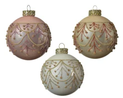 Kerstballen|Brico Decoris Kerstbal Glas Parel/Lichtroze/Wit O8Cm 1Stk