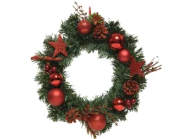 Kerstdecoratie|Brico Decoris Kerstkrans Glitter 30Cm Groen/Rood
