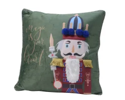 Kerstdecoratie|Brico Decoris Kussen Notenkraker Polyester Groen 45Cm